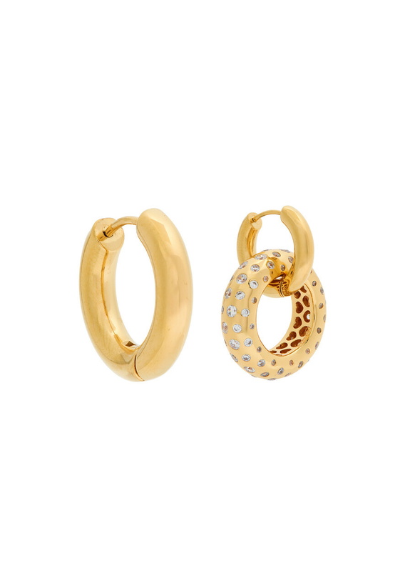 Photo: Timeless Pearly Mismatched 24kt Gold-plated Hoop Earrings - One Size