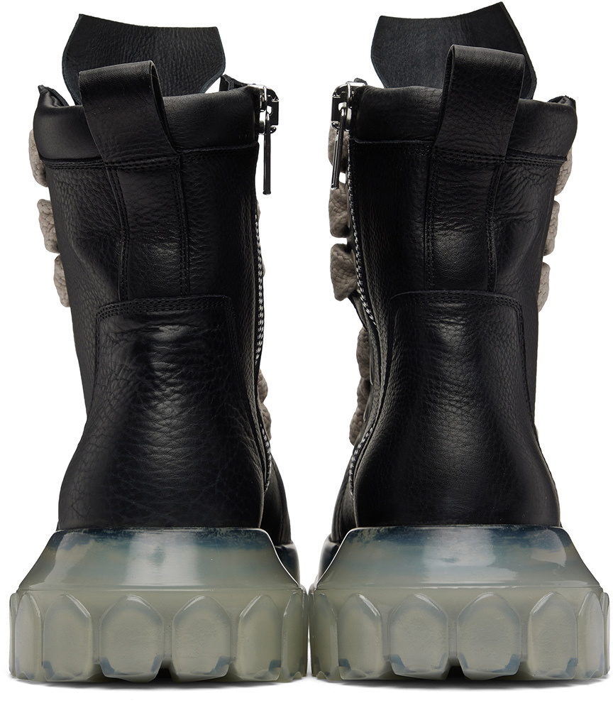 Rick Owens Black & Transparent Jumbo Lace Bozo Tractor Boots Rick