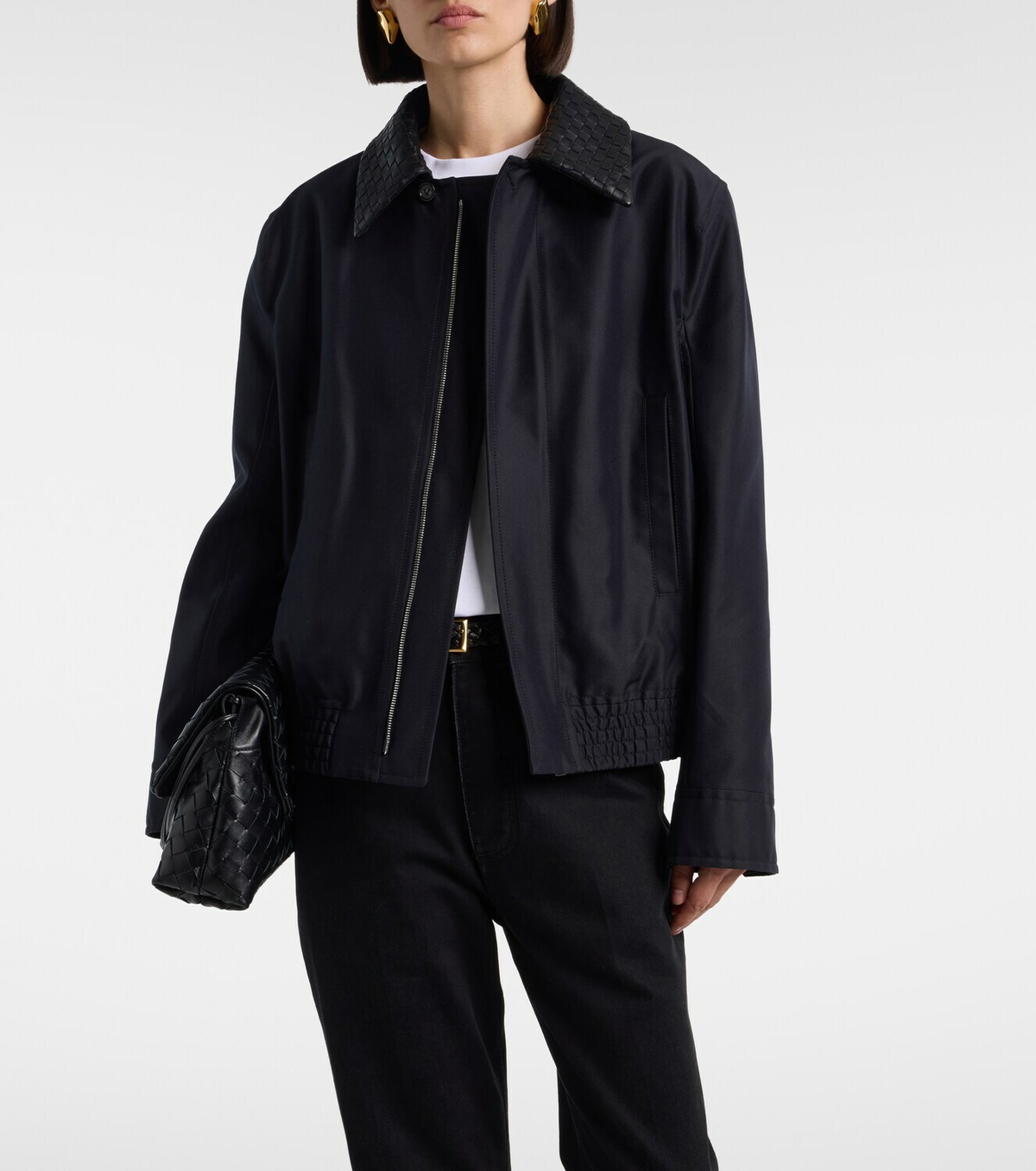 Bottega Veneta Intrecciato leather-trimmed canvas jacket