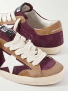Golden Goose - Super-Star Distressed Leather-Trimmed Suede Sneakers - Burgundy