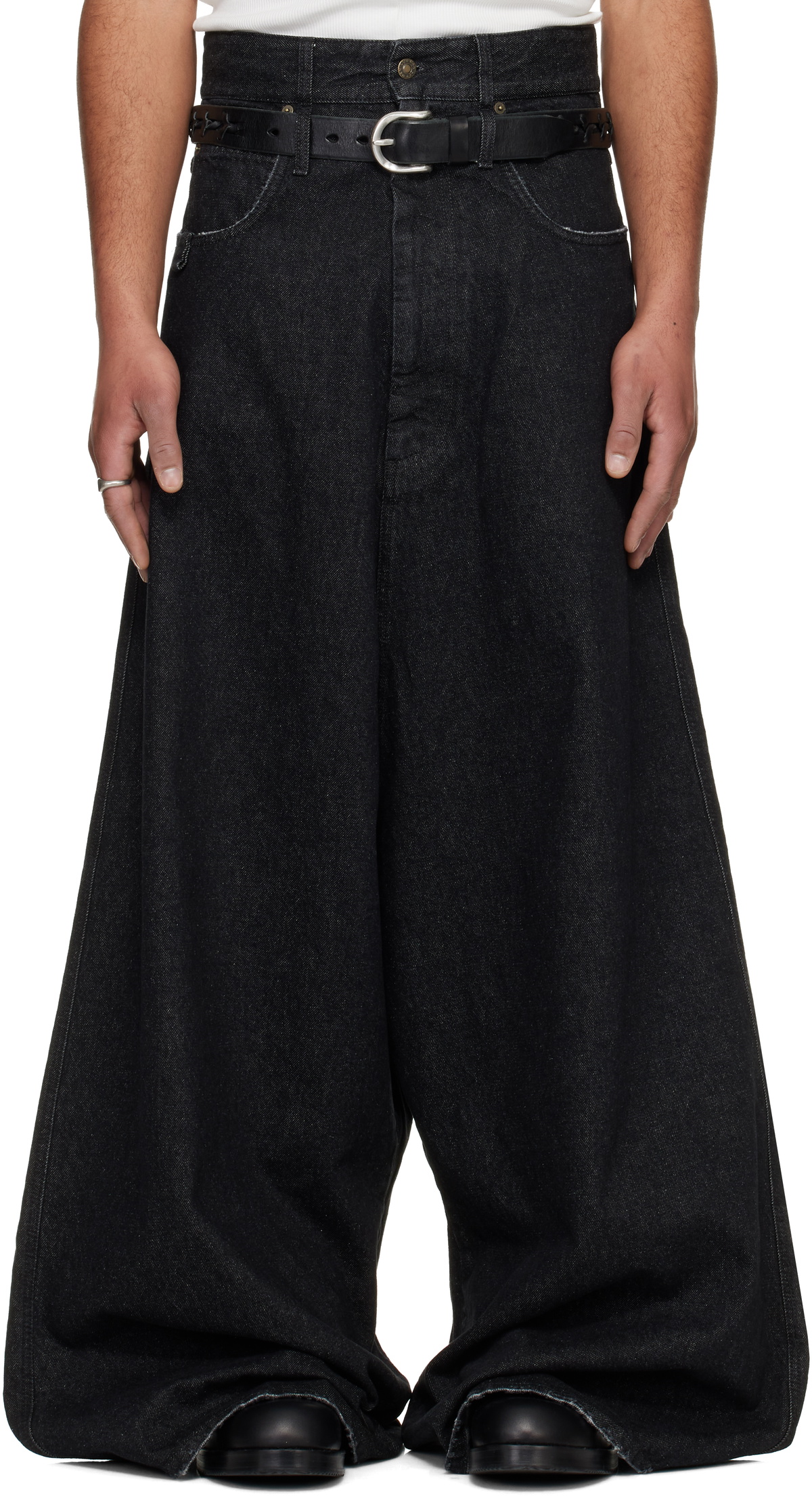 LU'U DAN Black Drop Crotch Jeans