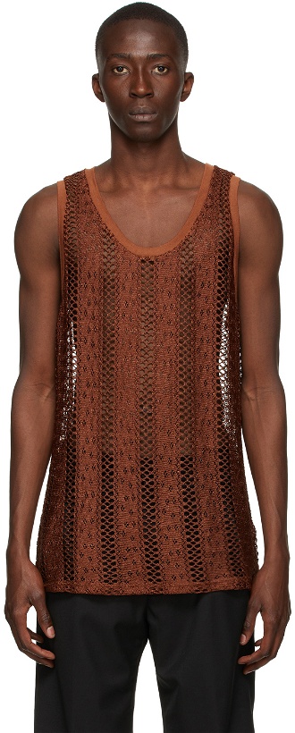 Photo: CMMN SWDN Brown Knitted Lace Tank Top