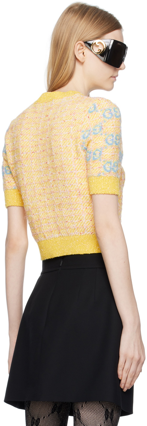 Cotton top with GG intarsia in yellow