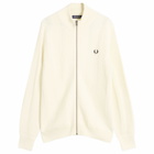 Fred Perry Men's Textured Zip Through Cardigan in Ecru