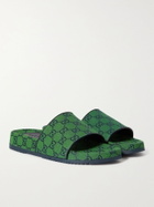 GUCCI - Logo-Jacquard Canvas Slides - Green