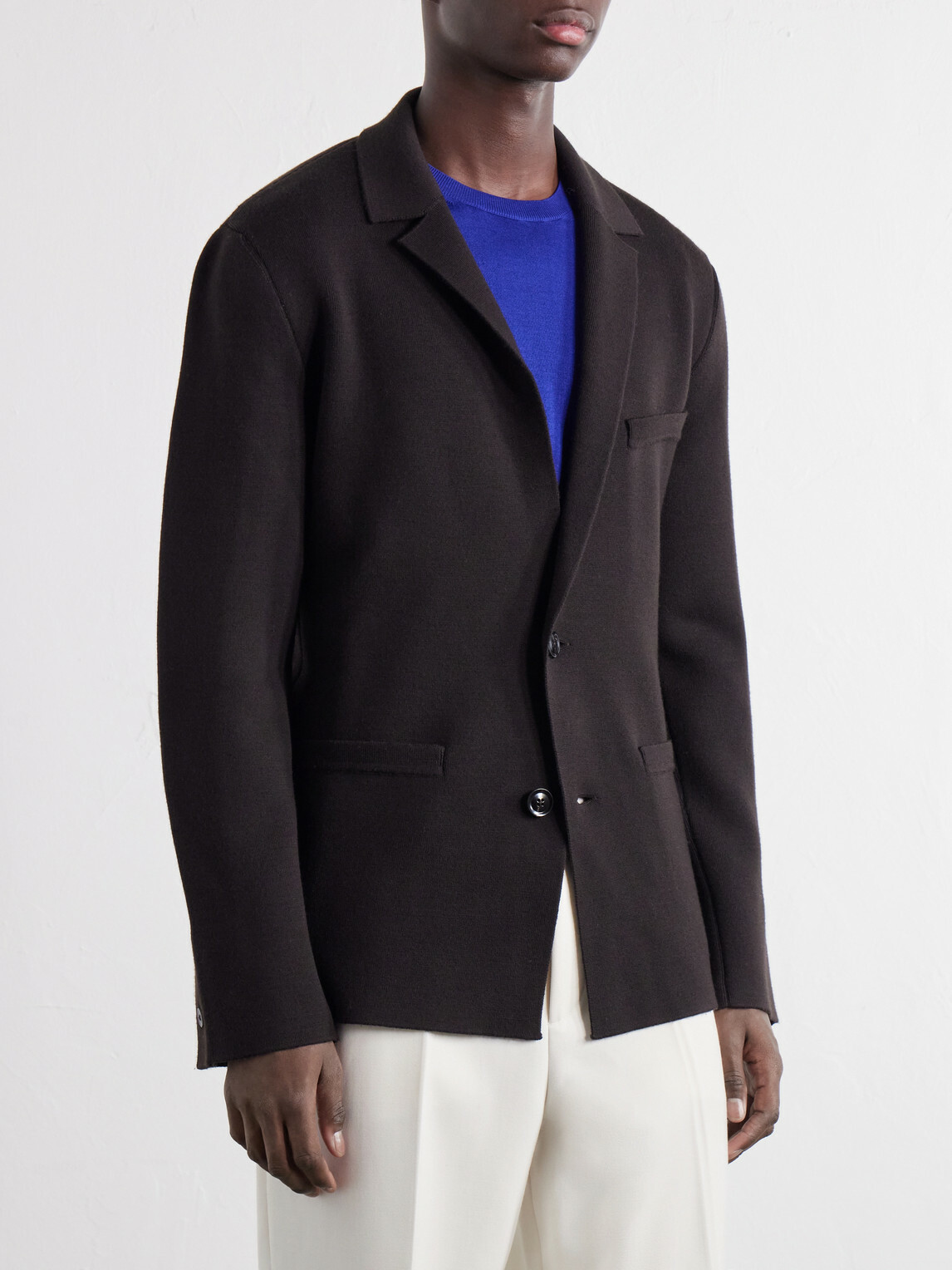 TOM FORD - Knitted Wool-Blend Blazer - Brown