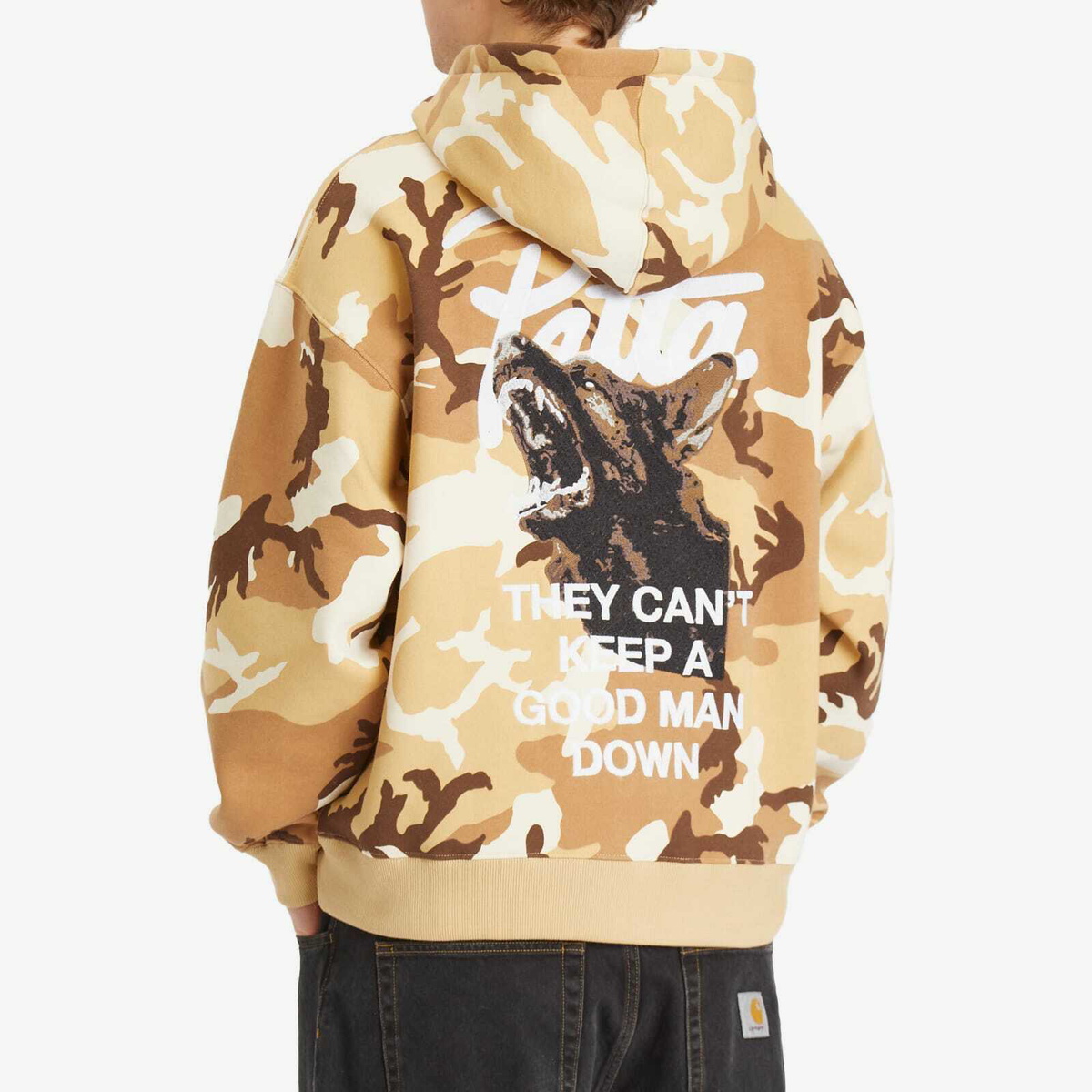 Patta Men's Bark Woodland Camo Hoodie in Sand Dollar