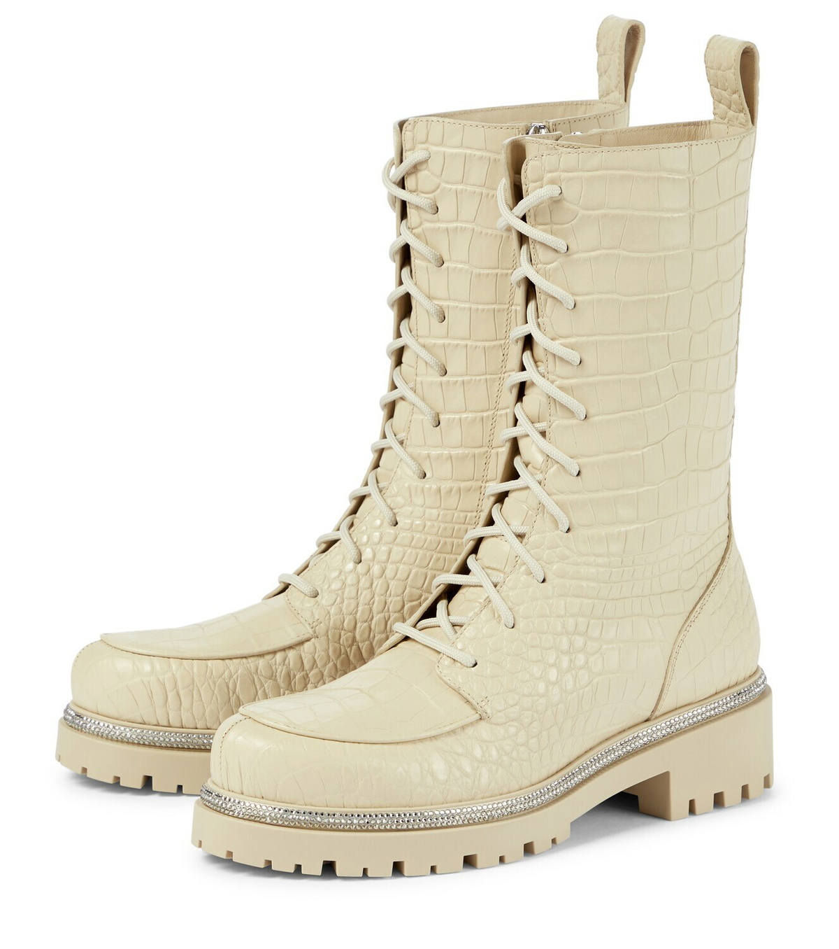 Rene Caovilla Croc-effect leather combat boots