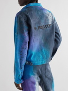 POLITE WORLDWIDE® - Carpenter Logo-Print Tie-Dyed Denim Jacket - Blue