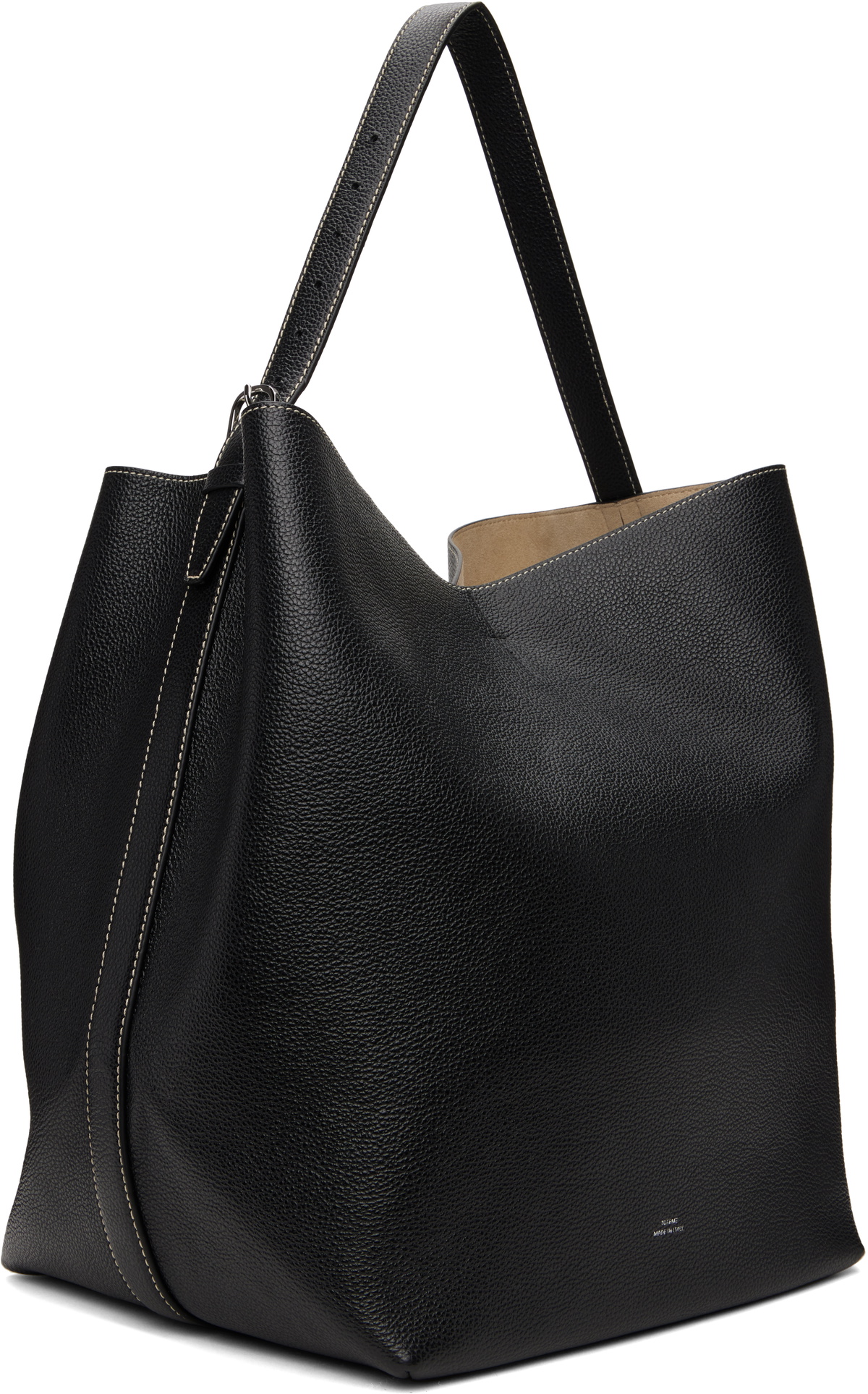TOTEME Black Belted Grained-Leather Tote Toteme