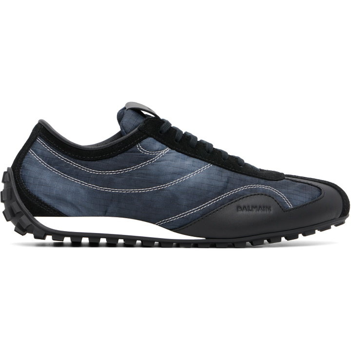 Photo: BALMAIN Black & Blue Racing Sneakers