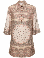 ZIMMERMANN - Tunic Printed Linen Mini Dress