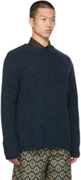 Dries Van Noten Navy Merino Wool Sweater
