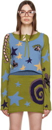 Brain Dead Blue & Green Buggin' Out Cardigan & Camisole