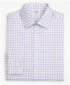Brooks Brothers Men's Stretch Soho Extra-Slim-Fit Dress Shirt, Non-Iron Twill Ainsley Collar Grid Check | Lavender