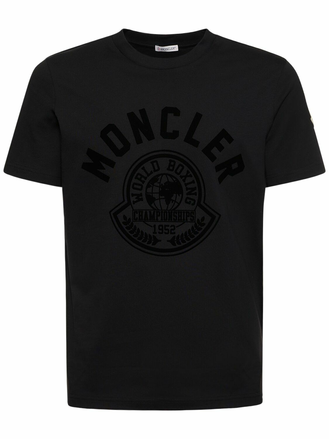 MONCLER - Flocked Logo Cotton Jersey T-shirt Moncler