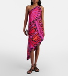 Pucci Soleil asymmetric silk twill midi dress