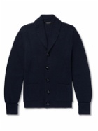 TOM FORD - Shawl-Collar Ribbed Wool Cardigan - Blue