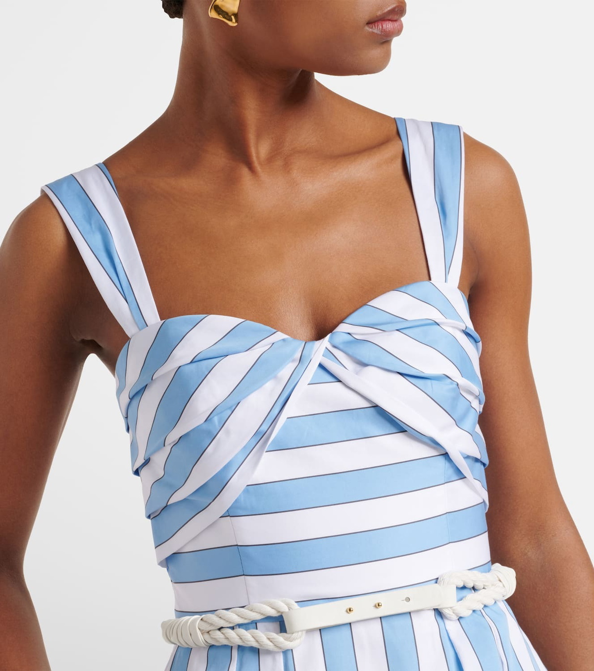 Rebecca Vallance Nilah striped belted cotton midi dress