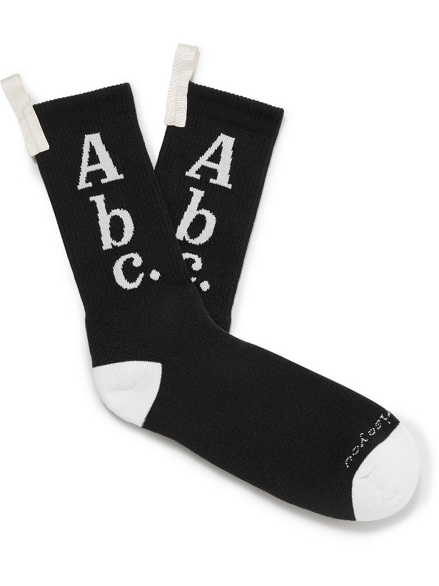 Photo: Abc. 123. - Logo-Jacquard Ribbed Cotton-Blend Socks - Black