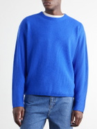 FRAME - Waffle-Knit Wool and Cashmere-Blend Sweater - Blue