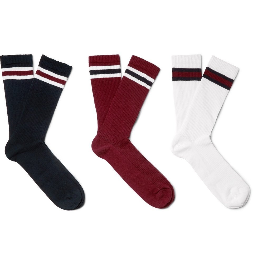 Photo: Schiesser - Three-Pack Bjorn Striped Cotton-Blend Socks - Multi