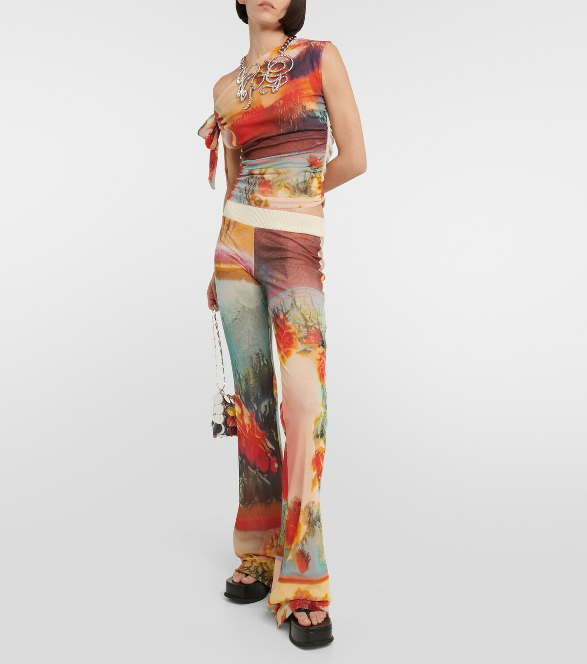 Jean Paul Gaultier Floral tulle flared pants Jean Paul Gaultier