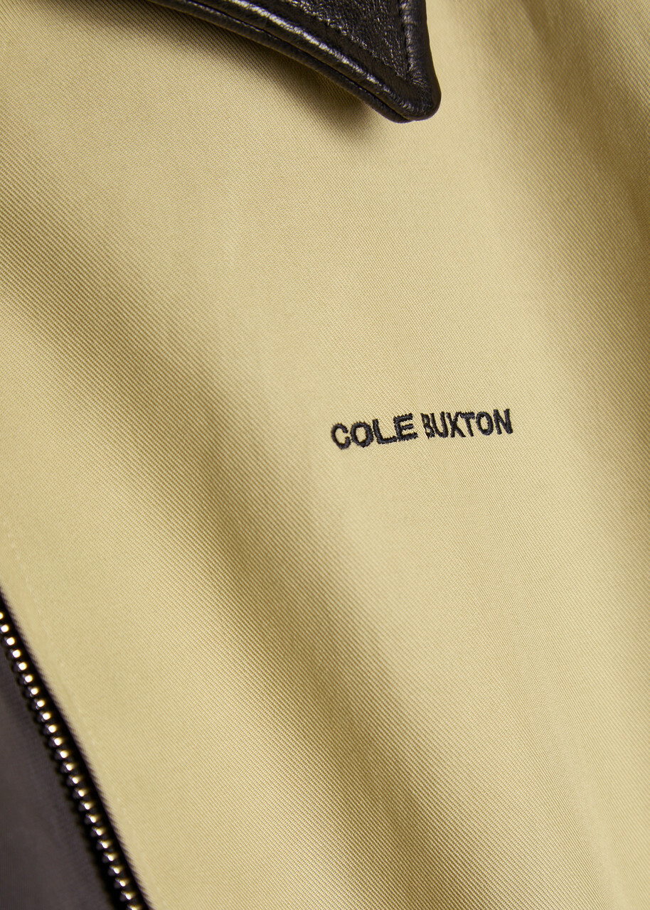 Cole Buxton Leather Collar Logo-embroidery Cotton Jacket Sand