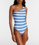 Melissa Odabash Madrid chevron one-shoulder swimsuit