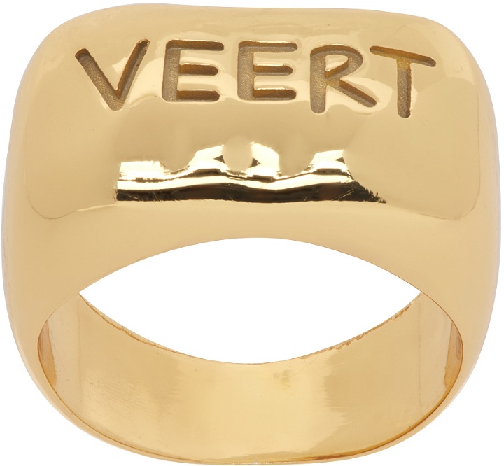 Photo: VEERT Gold 'The Handwritten Logo' Signet Ring