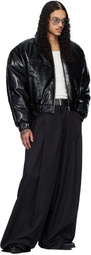 LU'U DAN Black Riot Faux-Leather Bomber Jacket