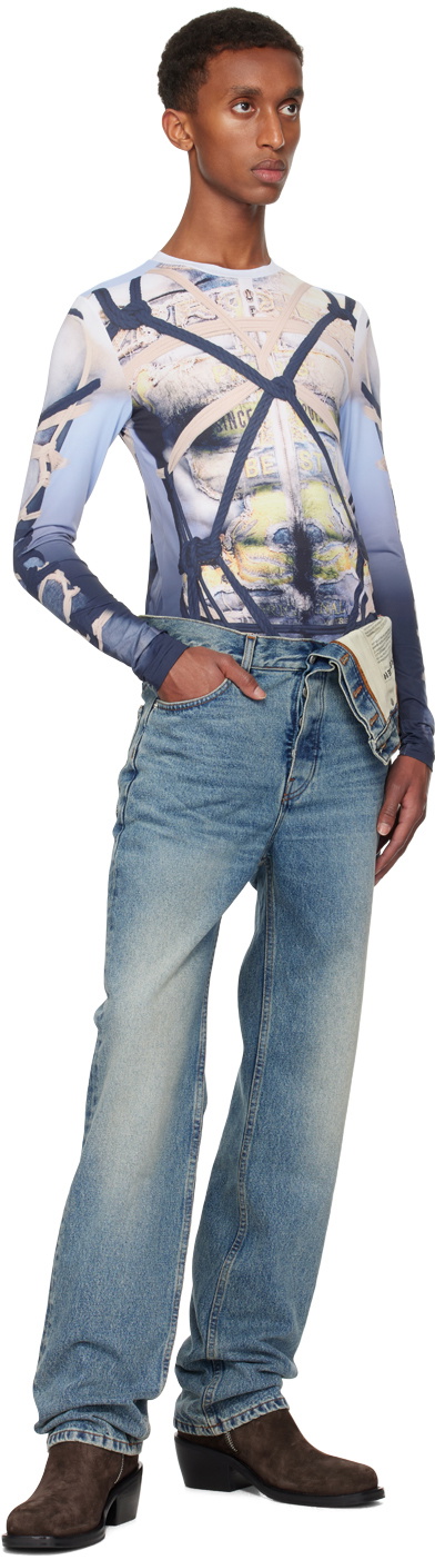 Y/Project Blue & Black Bondage Print Long Sleeve T-shirt Y/Project