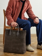Mr P. - Full Grain Leather-Trimmed Suede Tote