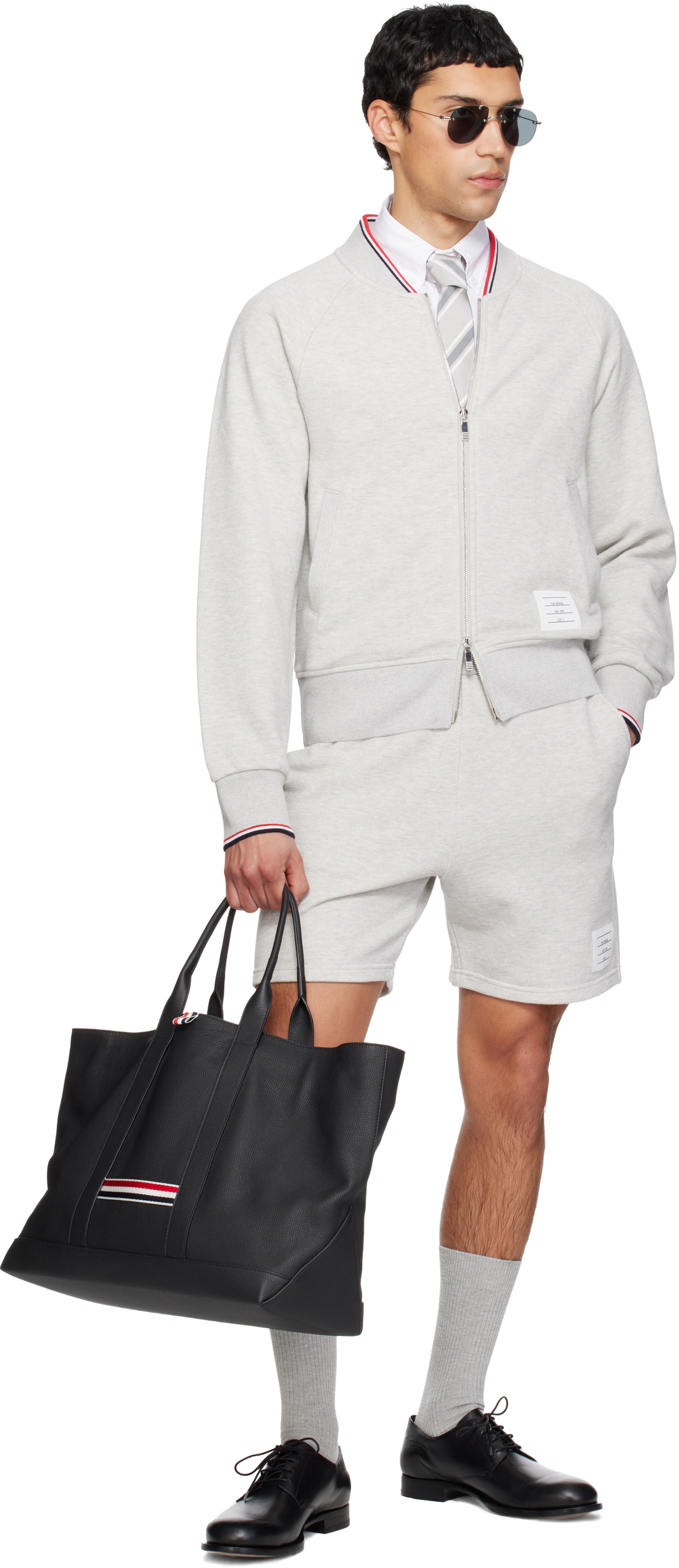 Thom Browne Gray Pique Loopback Sweat Shorts