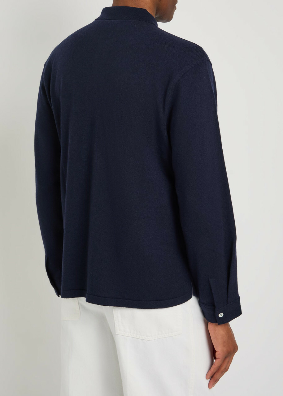 Officine Générale Gareth Wool and Cashmere-blend Cardigan Navy