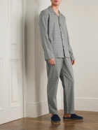 Sunspel - Camp-Collar Checked Cotton-Twill Pyjama Shirt - Gray