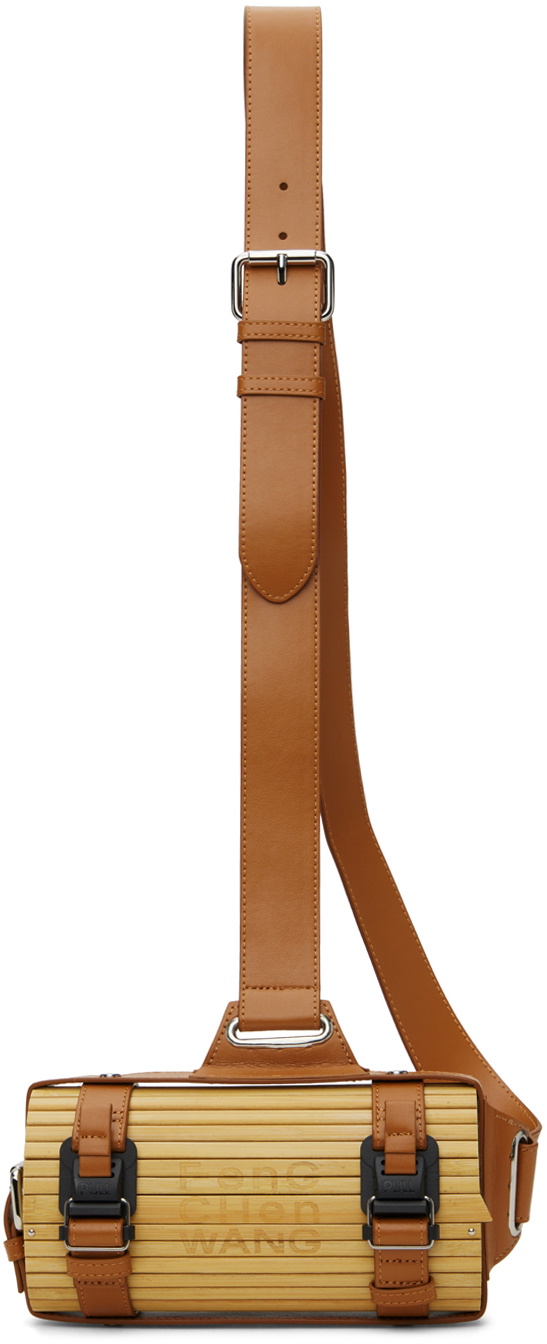 Feng Chen Wang: Beige & Brown Strap Small Bamboo Bag | SSENSE