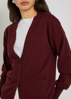 Maison Margiela V-neck Wool Cardigan Burgundy