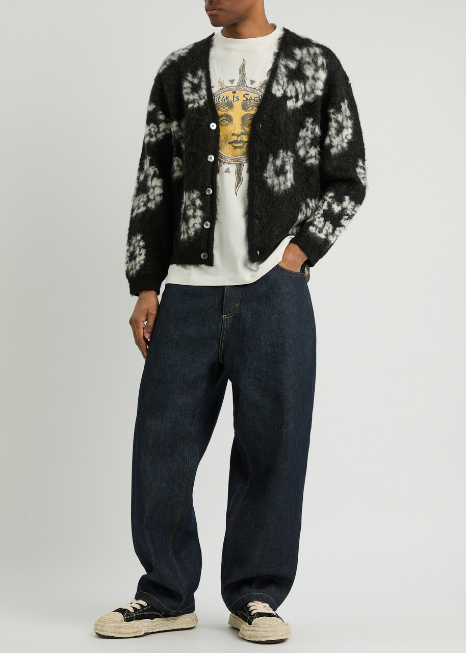 Saint Mxxxxxx X Denim Tears Wool-blend Cardigan Black