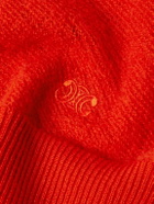CELINE - Logo-Embroidered Open-Knit Wool Sweater - Red