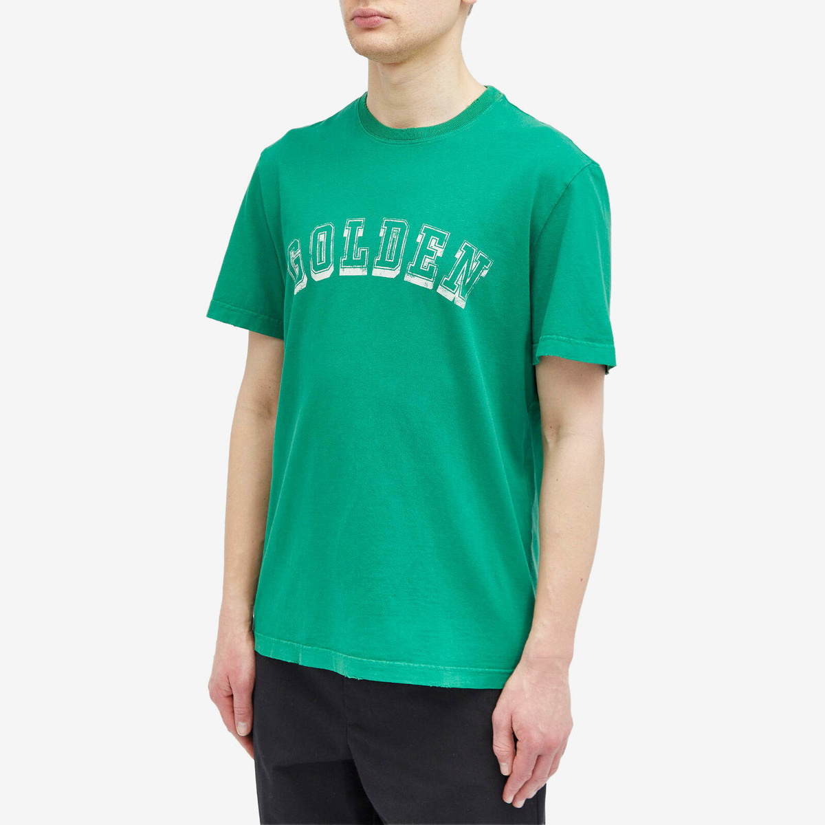 Golden Goose Men's Golden Logo T-Shirt in Green Jacket/Herritage White