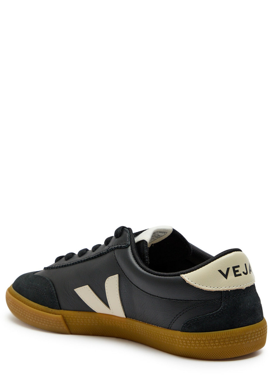 Veja Volley Panelled Grained Leather Sneakers Black