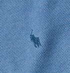 POLO RALPH LAUREN - Logo-Embroidered Waffle-Knit Pima Cotton Half-Zip Sweater - Blue