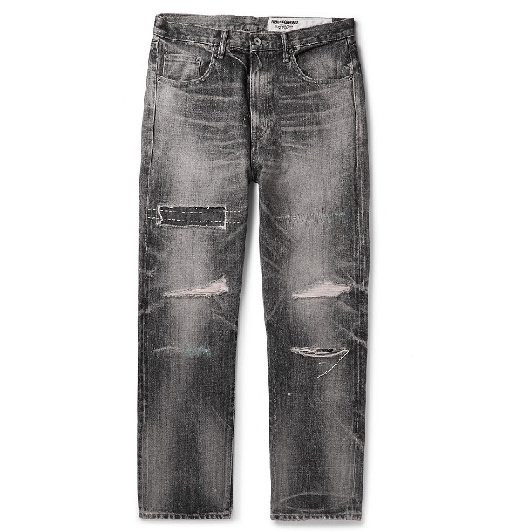 Photo: Neighborhood - Claw Mod Savage Slim-Fit Distressed Embroidered Denim Jeans - Black