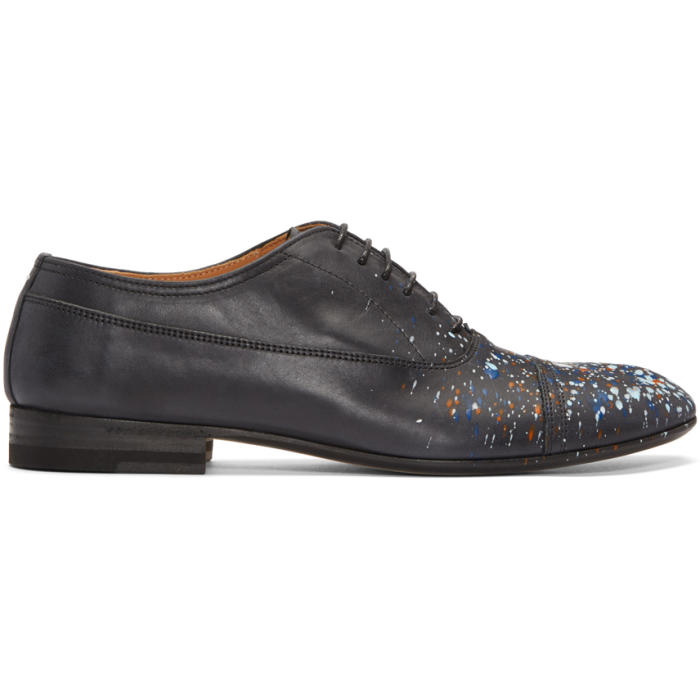 Photo: Maison Margiela Black Leather Paint Splatter Oxfords