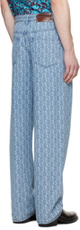 Dries Van Noten Blue Printed-Graphic Jeans