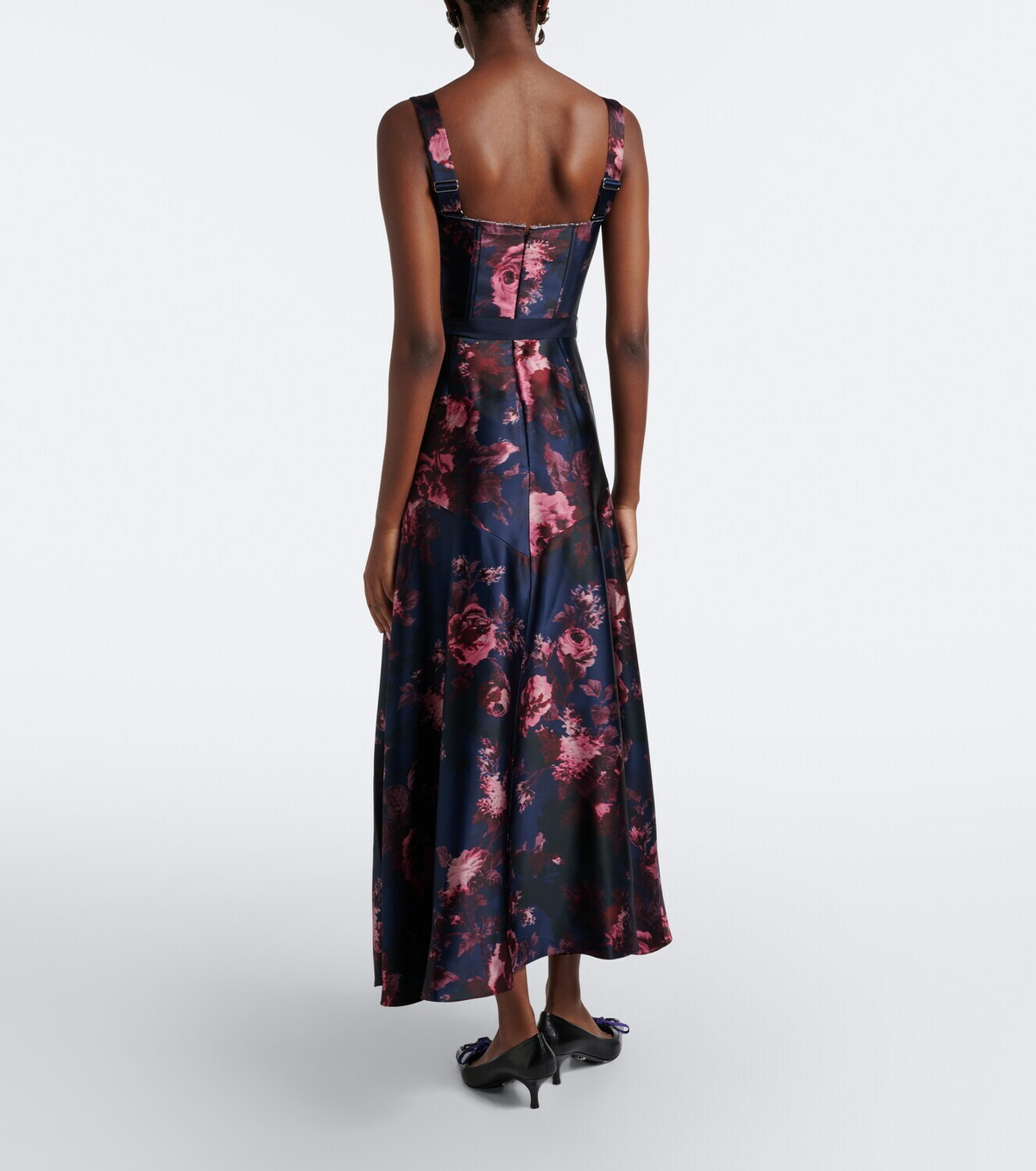 Erdem Belted floral bustier dress