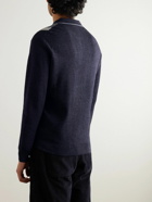 Beams Plus - Striped Wool Polo Shirt - Black