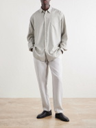 FEDELI - Straight-Leg Linen Drawstring Trousers - Gray