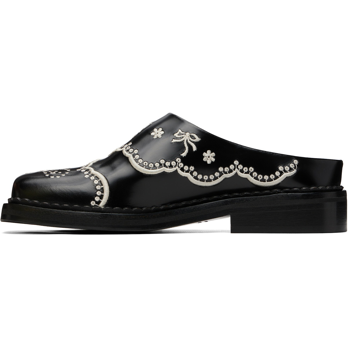 Simone Rocha Black Floral Lace Mule Loafers